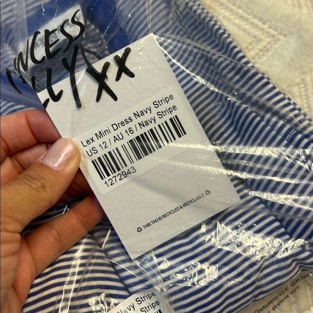 PRINCESS POLLY - Lex Mini Dress Navy Stripe - Picture 5 of 7